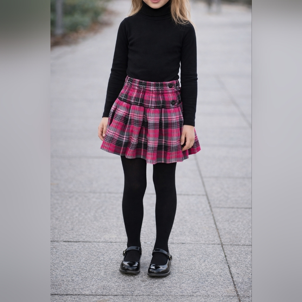 Vtg Pink Black Plaid Pleated Mini Skirt Skort 6X Y2K Sleaze Pop Punk Alternative